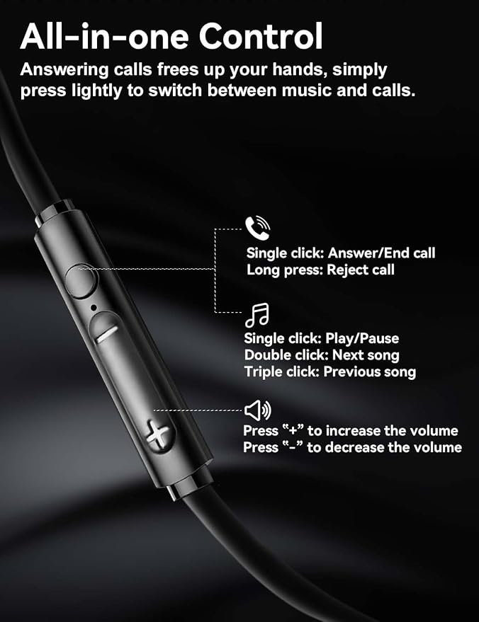 MAS CARNEY USB C Headphones for Samsung S26 S25 FE S24 A16, iPhone 17 16 15 | USB C Earbuds Wired Headphones with Mic for Samsung Galaxy S23 S22 S21 Ultra A17 A26 A53 A56 Z Fold, Pixel 9, Wired Ear buds - Image 3