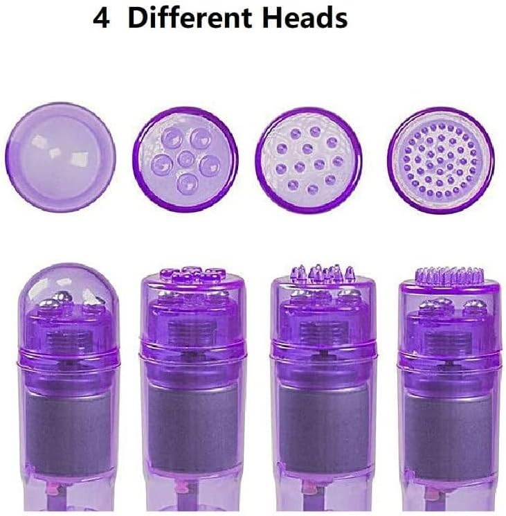 Mini Portable Small Massage Tool 4 Heads Massager Pocket for Women Neck Shoulder Face Back Foot Muscles (2PK Purple) - Image 5