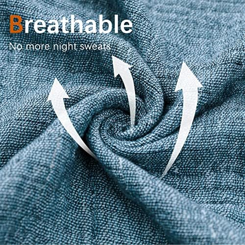SE SOFTEXLY Muslin Throw Blanket, 4-Layer Dyed Yarn, 80”x90”, Denim Blue - Image 4