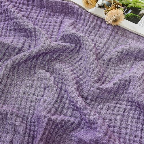 EMME Cotton Muslin King Blanket Bed Layering Bedspread Coverlet Breathable Gauze Soft Lightweight (Heather Purple, 108"x90") by EMME
