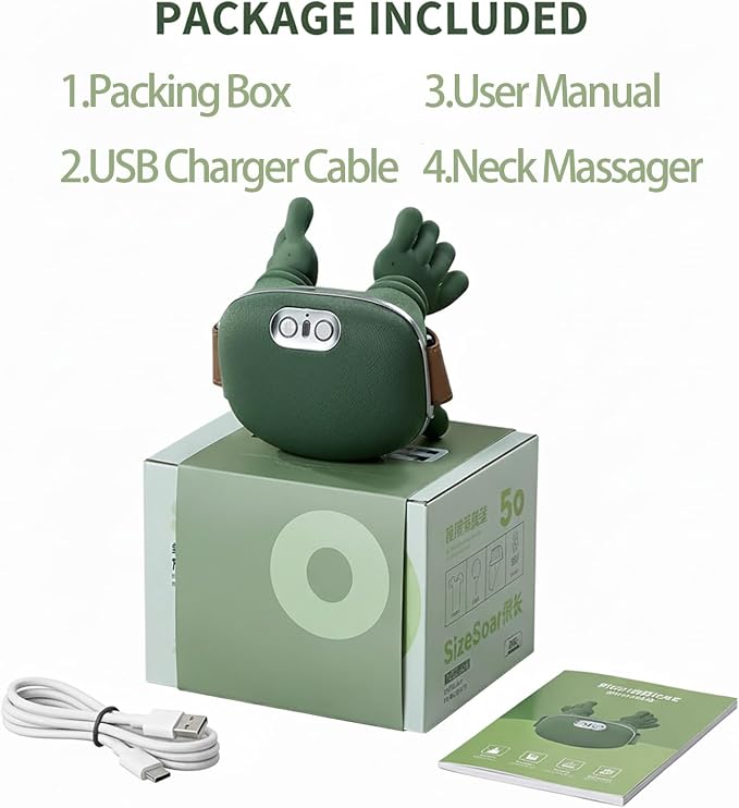 Neck Massager with Heat, Shiatsu Neck and Back Massager with 4D Kneading for Shoulder and Cervical Pain, Relax Muscle Tension, Portable and Rechargeable for Home or Office, Green - Image 6