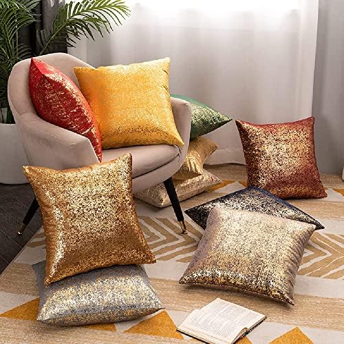 Deeprove Throw Pillow Cover Both Sides Sparkle Gold Foil Print, Decor Soft Velvet Hidden Zipper Closure Accent Pillow Cushion Case for Bedroom, Living Room, Sofa, Square 22 x 22 Inches 1 Pack, Taupe - Image 4