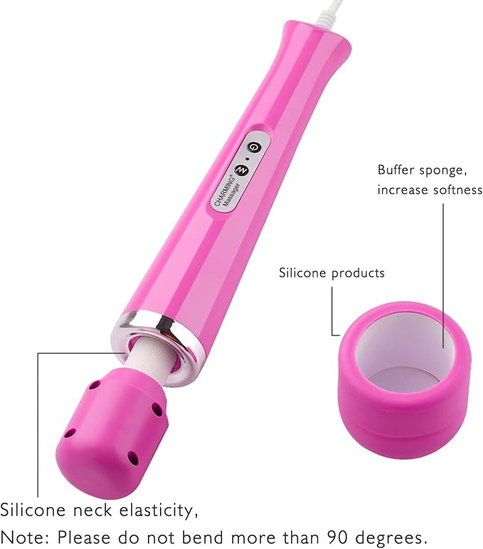 CHARMING 10 Speeds Wired Powerful Handheld Back Massager with Strong Vibration Wand, Personal Therapy Massager for Sports Recovery, Muscle Aches, Body Pain- Rose red - Image 3