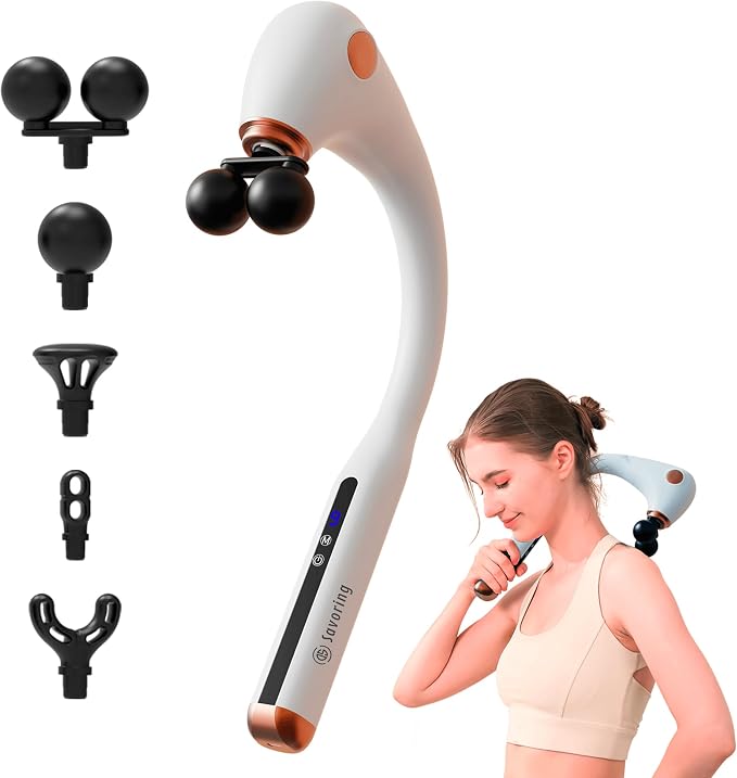 DS SAVORING Massage Gun Deep Tissue, Handheld Back Massager with Extended Handle,6 Modes and 9 Speed by DSSAVORING