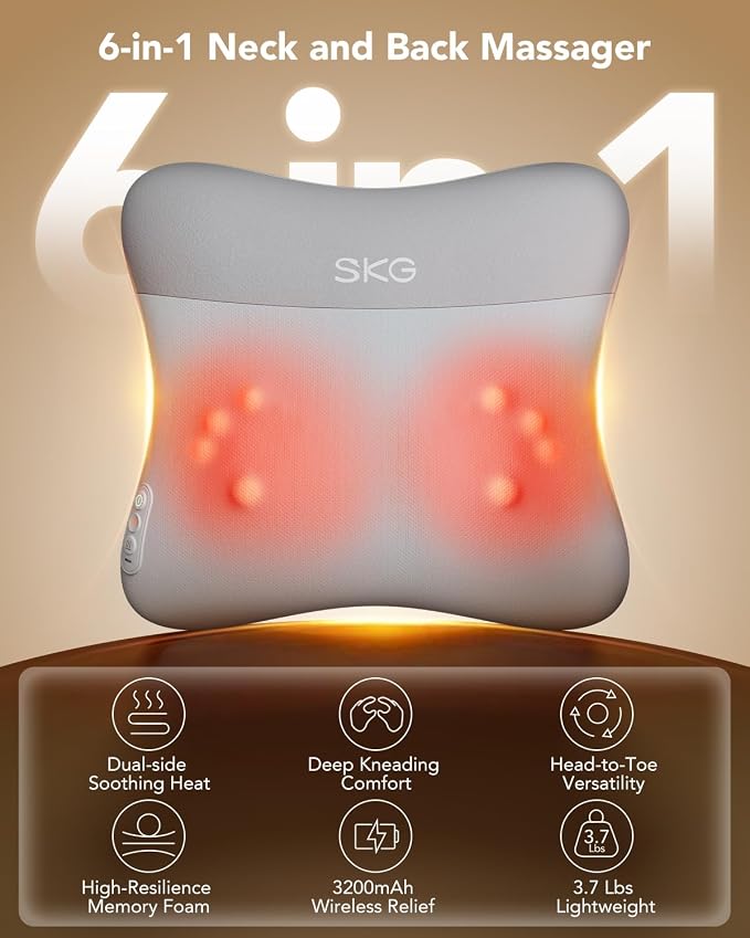 SKG VS500 Cordless Back Massager for Stress Relief Deep Tissue - Image 2