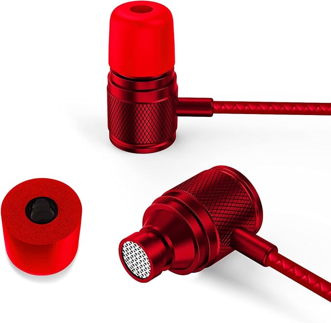 LUDOS Ultra Wired Earbuds in-Ear Headphones, 5 Years Warranty, Earphones with Microphone, Noise Isolating Ear Buds, Memory Foam for iPhone, Samsung, School Students, Kids, Women, Small Ears - Red - Image 9