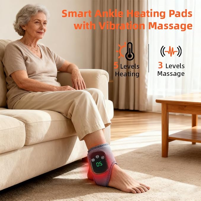 IFTHFOUR 2Pcs Foot and Ankle Massager with Heat, Portable Heated Wrap, 3 Vibration Modes and 5 Heat Settings, USB Charging, Ideal for Home and Travel - Image 7