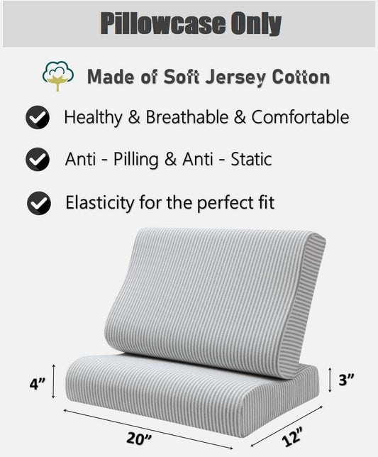 2 Pack Memory Foam Neck Pillow Cover, Soft Cotton Pillow Protector with Hidden Zippered Closure - Image 2