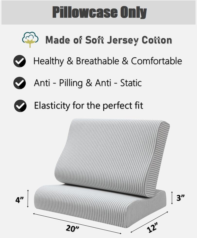 Replacement Pillow Case for Memory Foam Neck Pillow,Zippered Pillow Cover,Soft Cotton Pillow Protector for Cervical Pillow,Latex Pillow… - Image 2