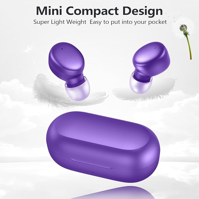 MOZOTER Mini Wireless Earbuds Bluetooth 5.3 in Ear Headphones Headsets | Light Weight,60Hrs Playtime Ear Buds with Charging Case,Smart Touch Control,Premium Sound with Deep Bass for Sport-Purple - Image 6