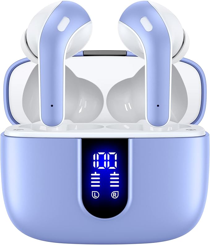 TAGRY Bluetooth Headphones True Wireless Earbuds 60H Playback LED Power Display Earphones with Wireless Charging Case IPX5 Waterproof in-Ear Ear buds with Mic for TV Smart Phone Laptop Computer Sports by TAGRY