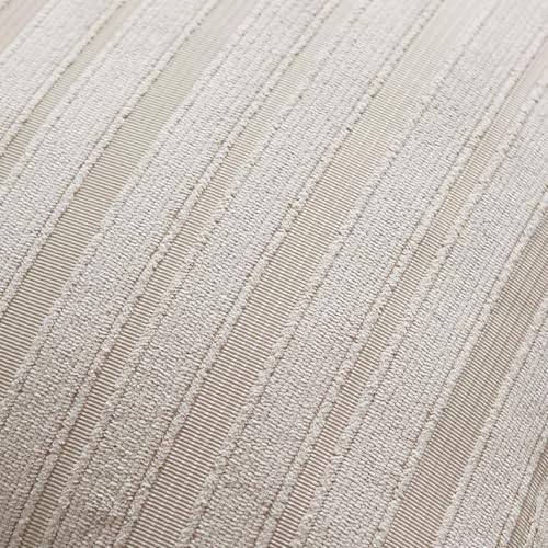 DEZENE 14x24 Beige Lumbar Pillow Covers Soft Striped Corduroy Neutral Rectangular Throw Pillow Cases for Couch Sofa Bedroom Living Room Home Decor - Image 2