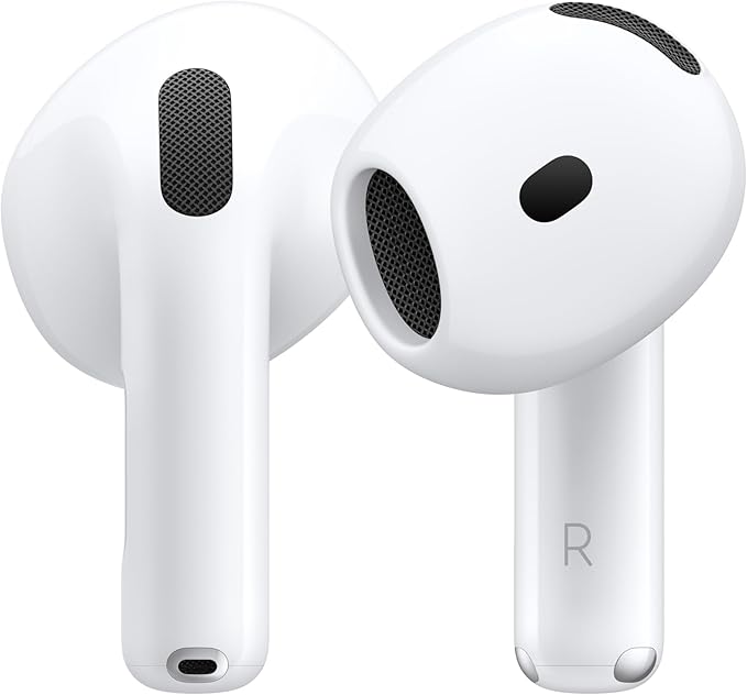 Apple AirPods 4 Wireless Earbuds, Bluetooth Headphones, Personalized Spatial Audio, Sweat and Water Resistant, USB-C Charging Case, H2 Chip, Up to 30 Hours of Battery Life, Effortless Setup for iPhone by Apple