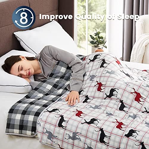 CuteKing Weighted Blanket for Adults(15lbs, 48"x72", Deer) Heavy Blanket for 140-150lbs, Weighted Blanket for Cooling & Heating with Premium Glass Beads, Soft Thick Blanket for Adult All-Season - Image 2