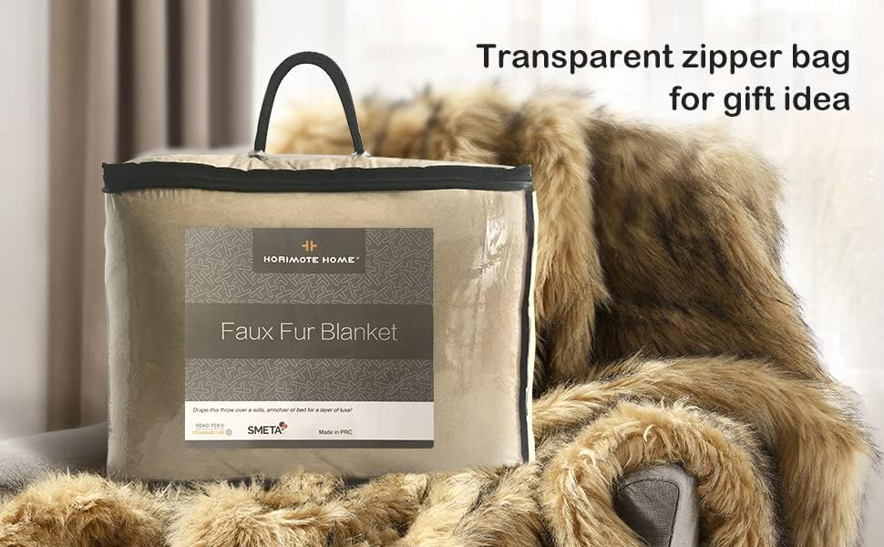 Luxury Plush Faux Fur Throw Blanket, Long Pile Golden Yellow with Black Tipped Blanket, Super Warm, Fuzzy, Elegant, Fluffy Decoration Blanket Scarf for Sofa, Armchair, Couch and Bed, 50''x 60'' - Image 6