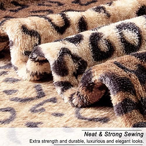 Viviland Flannel Fleece Throw Size 50x60, Lightweight Blanket for Couch, Super Soft Cozy Warm, Leopard Print - Image 5