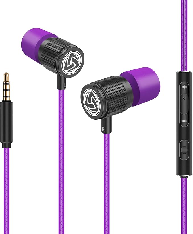 LUDOS Ultra Wired Earbuds in-Ear Headphones, 5 Years Warranty, Earphones with Microphone, Noise Isolating Ear Buds, Memory Foam for iPhone, Samsung, School Students, Kids, Women, Small Ears - Purple - Image 8