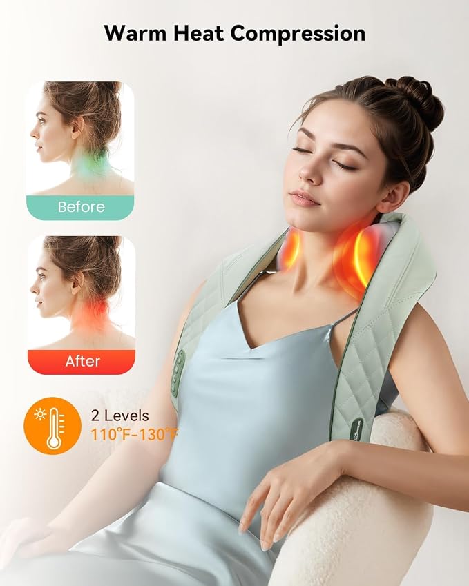 Snailax Cordless Shiatsu Neck & Shoulder Massager with Heat, FSA Eligible - Image 4