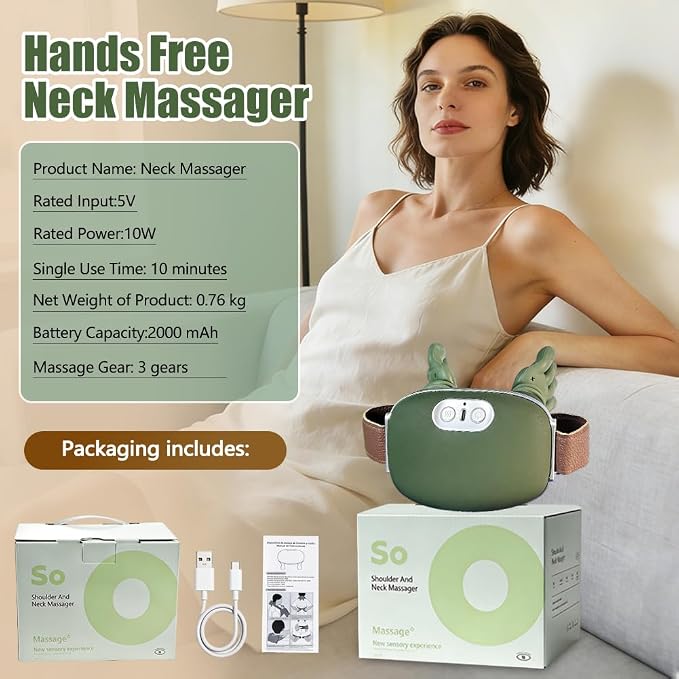 2026 New Electric Shiatsu Neck and Back Massager, Neck Massager with Heat, Shoulder Massager, 3 Intensity Levels + 2 Heat Settings, 4D Kneading Massage, Simulates a Real Palm Massage for Comfort - Image 9