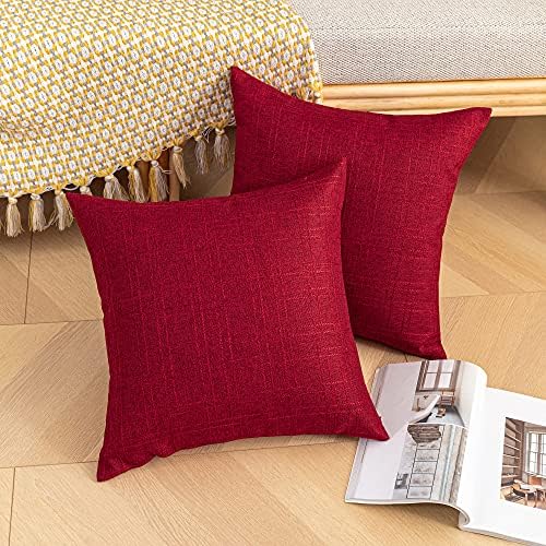 Kevin Textile Outdoor Waterproof 16”x16” Pillow Covers 2 Pack, Red - Image 4