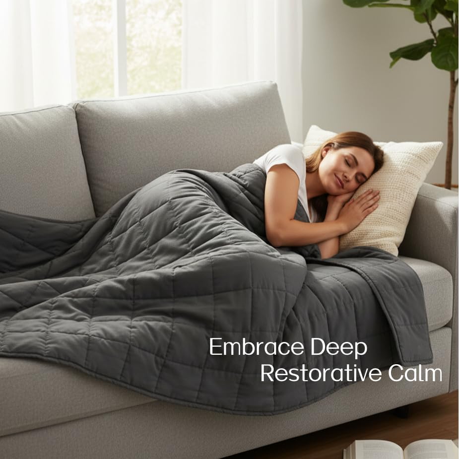 RJOP Weighted Blanket 25lbs 78"x85" King Size for Adults & Couples, Heavy Blanket with Premium Glass Beads, Soft Microfiber Material & Breathable for All-Season Comfort (78" x 85" 25 lbs) - Image 6