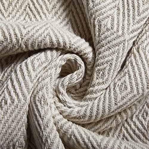 Americanflat 50x60 Throw Blanket - Soft and Breathable Cotton Throw Blanket for Couch, Bed, Chair - Decorative Blankets Perfect for Home, Office, or Outdoor Use - Cream and Beige Diamond Design - Image 3
