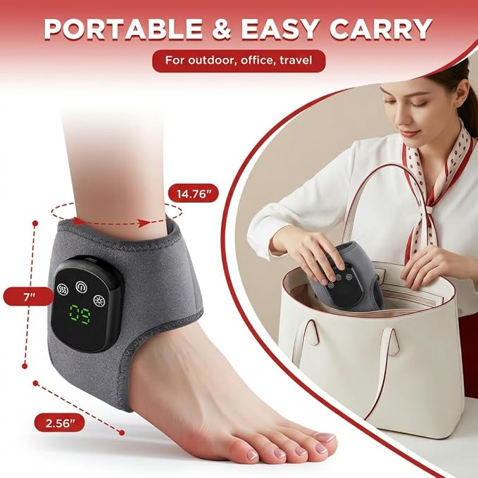 Foot Massager for Neuropathy, Foot Renew Triple Method Massager, Foot and Ankle Massager with Heat, 3 Modes & 5 Heat Levels for Pain Relief & Circulation Support - Gray 1pc - Image 7