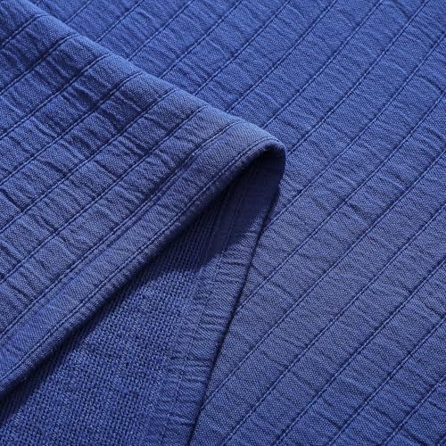 Tommy Hilfiger - Twin Cotton Blanket, Woven Channel Stitched Bedding, Medium Weight Soft Blanket, Anti-Pilling & Fade Resistant, Ideal for Layering, Oeko-TEX Certified (Blue) - Image 6