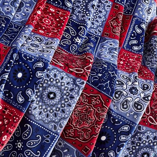 Lucky Brand 50" x 70" Plush Throw Blanket, Bandanny Blue/Red - Image 5