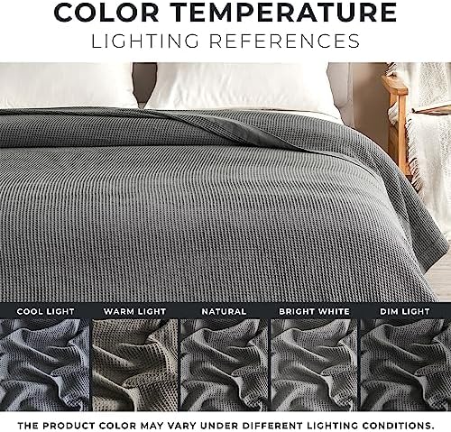 Great Bay Home 100% Cotton Blanket for King Size Bed | Lightweight and Breathable Waffle Weave Blankets for Summer & Spring | Versatile, Layering Grey Bed Blanket, Light Grey, 102x90 inches - Image 6