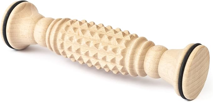 tuuli Accessories - Wooden Foot Massager, Grooved Muscle Roller, Helps Ease Muscle Tension, Supports Blood Circulation, Natural Wood Therapy Massage Tools, 8 x 2 inches by Itsallaboutwood
