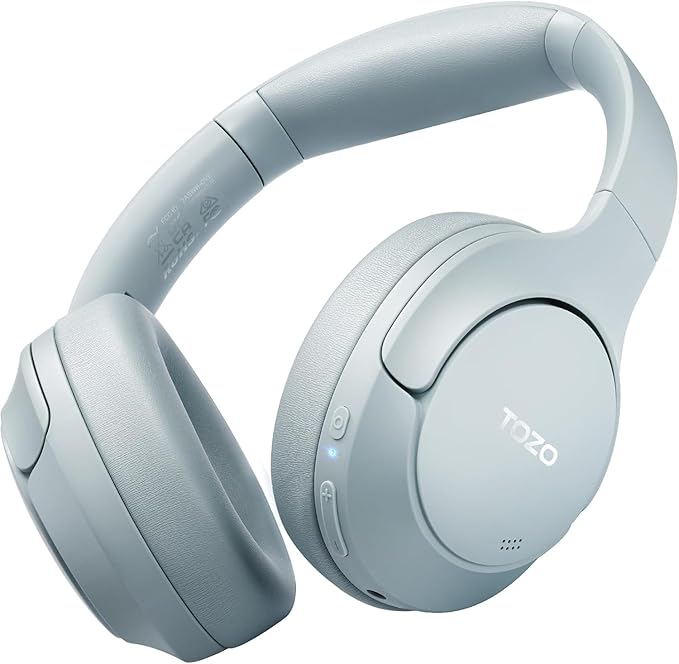 TOZO Hybrid Active Noise Cancelling Headphones, Hi Res Audio | Wireless Over Ear Bluetooth Headset, 60H Playtime, Custom EQ via App Deep Bass Comfort Fit Ear Cups, for Home Office Travel by TOZO