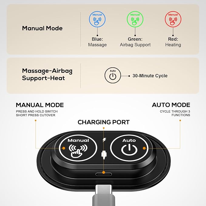 Upgraded Triple Fusion Back Massager with Heat, Vibration & Stretch, Grey - Image 7