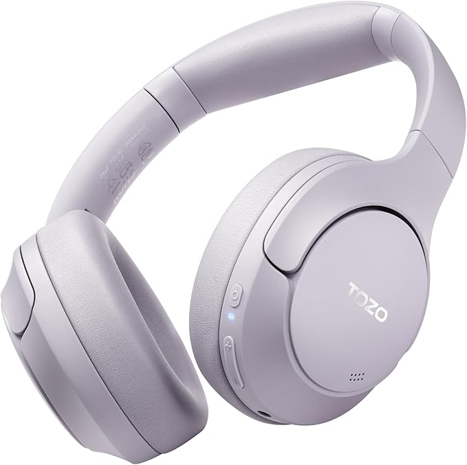TOZO Hybrid Active Noise Cancelling Headphones, Hi Res Audio | Wireless Over Ear Bluetooth Headset, 60H Playtime, Custom EQ via App Deep Bass Comfort Fit Ear Cups, for Home Office Travel by TOZO