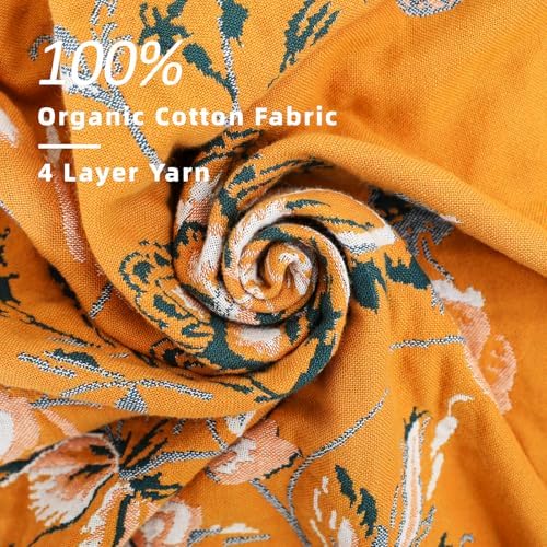 VANJOROY Boho Large Throw Blanket, 100% Organic Cotton Breathable Soft Bed Throw - Floral Bird Farmhouse Decor Blanket for Sofa Couch Chair Quilt and Gift. (Flower-Art, 60" x 80") - Image 6