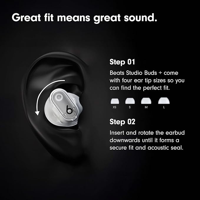 Beats Studio Buds + | True Wireless Noise Cancelling Earbuds, Enhanced Apple & Android Compatibility, Built-in Microphone, Sweat Resistant Bluetooth Headphones, Spatial Audio - Ivory | Noise cancellation and audio playback with 2 drivers, microphone an... - Image 2