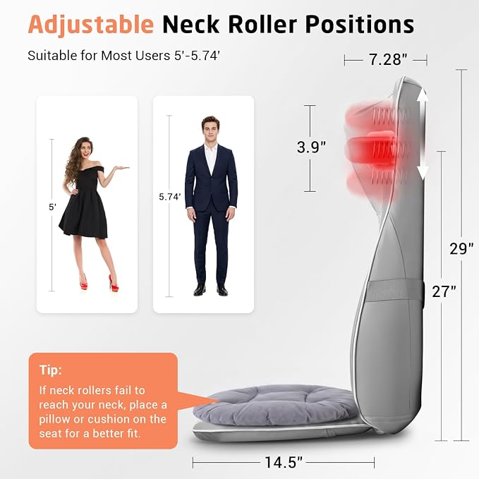 Mynt Shiatsu Neck & Back Massager for Chair, Deep Tissue Kneading Chair Pad - Image 3