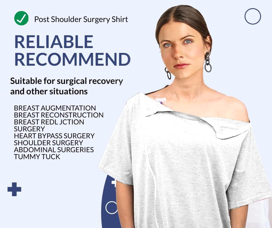 Women Shoulder Surgery Shirts for Women Tear Away Post Surgery Shirt for Men Full Snap Access Recovery Clothing - Image 2