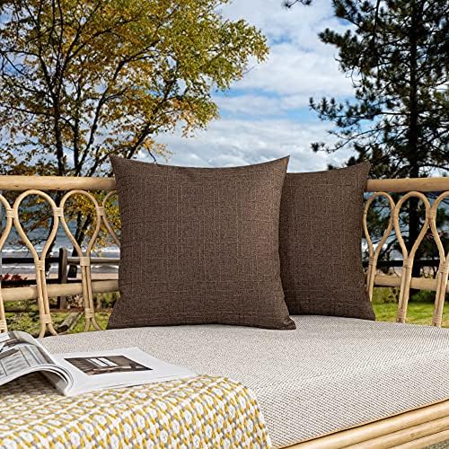 Kevin Textile Outdoor Waterproof 26”x26” Pillow Covers 2 Pack, Brown by KevinTextile