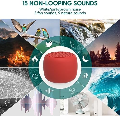 Babelio White Noise Sound Machine for Adults Kids Baby, Mini, 15 Non-looping Sounds, Timer, Memory Function, Easy to Pocket and Travel Red - Image 3