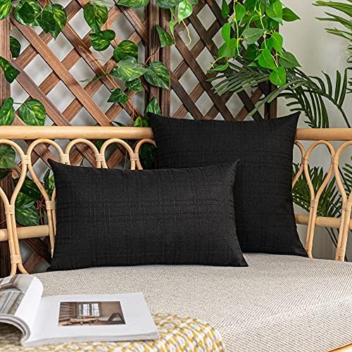 Kevin Textile Outdoor Waterproof 16”x16” Pillow Covers 2 Pack, Black - Image 6