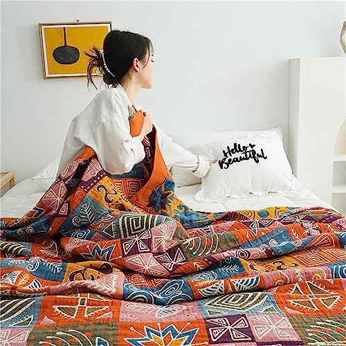 MSGKV Boho Throw Blanket 80"x90" 100% Cotton Checkered Throw for Bed Couch - Image 6