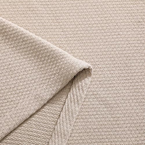 Tommy Hilfiger - Twin Cotton Blanket, Textured Pique Weave Bedding, Medium Weight Soft Blanket, Anti-Pilling & Fade Resistant, Ideal for Layering, Oeko-TEX Certified (Beige) - Image 6