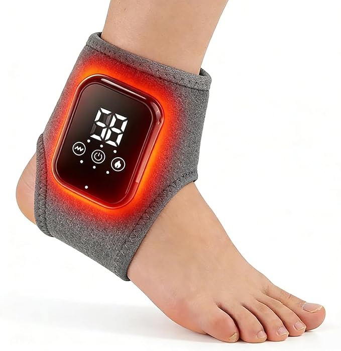 Foot Massager for Neuropathy, 3 Heat & Vibration Levels, Ankle Massager for Heel, Arch & Ankle Relief, Portable for Home or Travel Ideal Gift-Grey by Unknown