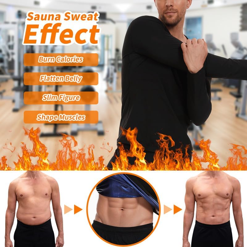 SHAPERIN Sauna Shirt for Men Sauna Tops Heat Trapping T-shirt Sauna Suit Workout Sweat Vest Body Shaper Gym Workout - Image 4