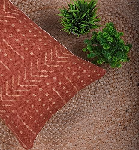 Trade Star Decorative Lumbar Mudcloth Pillow Cover Handmade Throw Pillow Cover Pillow Shams Handwoven Pillow Case 100% Cotton Pillow Cover for Bed Decor Living Room (Rust Snow 12X24 INCHES) - Image 4