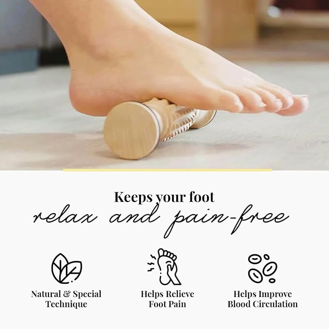 tuuli Accessories - Wooden Foot Massager, Grooved Muscle Roller, Helps Ease Muscle Tension, Supports Blood Circulation, Natural Wood Therapy Massage Tools, 8 x 2 inches - Image 6