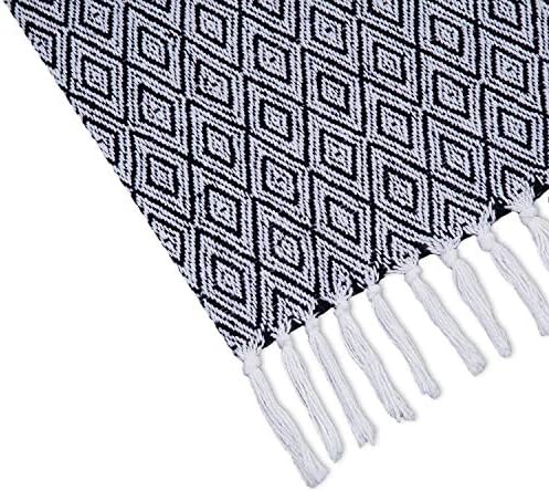 Americanflat 50x60 Throw Blanket - Soft and Breathable Cotton Throw Blanket for Couch, Bed, Chair - Decorative Blankets Perfect for Home or Outdoor Use - Navy Blue and White Double Diamond Design - Image 2