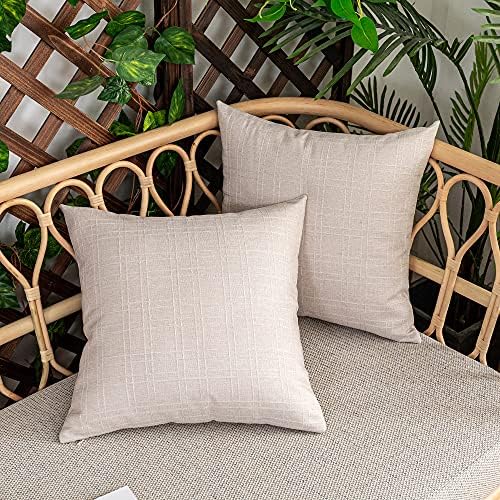 Kevin Textile Outdoor Waterproof 22”x22” Pillow Covers 2 Pack, Light Beige - Image 7