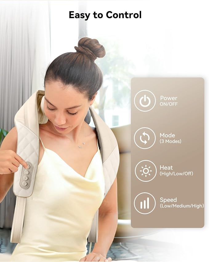 Snailax Cordless Neck & Shoulder Massager with Kneading, Heat, USB-C - Image 6